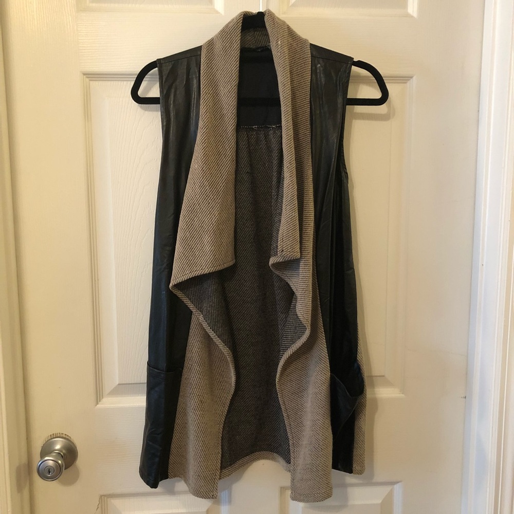 Faux Leather Drape Vest - Sz XS